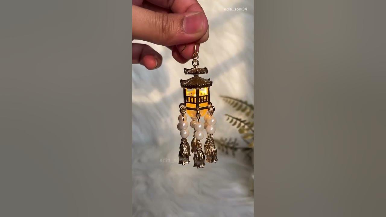 Traditional Lantern Pearl Tassel Earrings