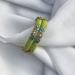 Mint Glow Handmade Silk Thread Bangles