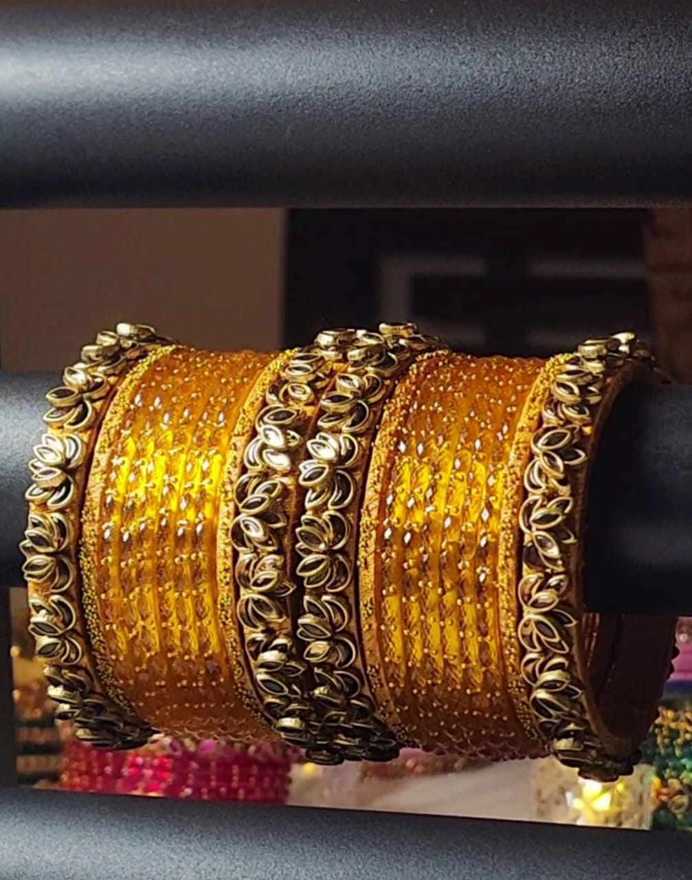 Golden Handmade Silk Thread Bangles – Elegant Classic Combo