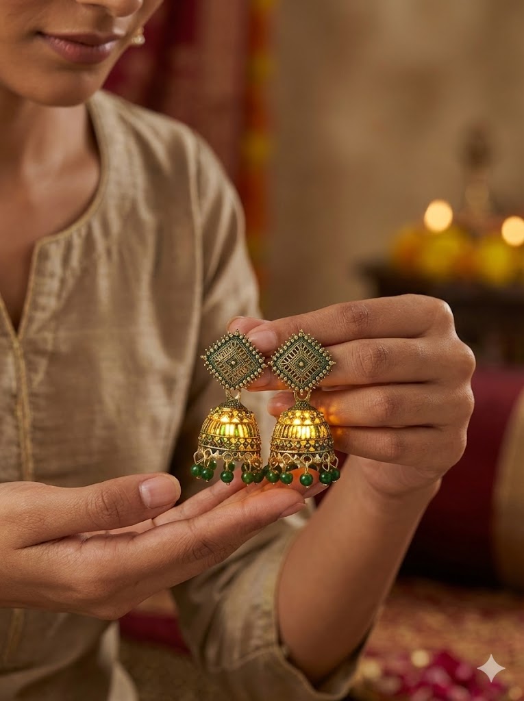 Traditional Lantern Pearl Tassel Earrings