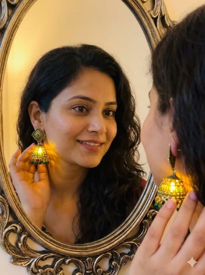 Traditional Lantern Pearl Tassel Earrings