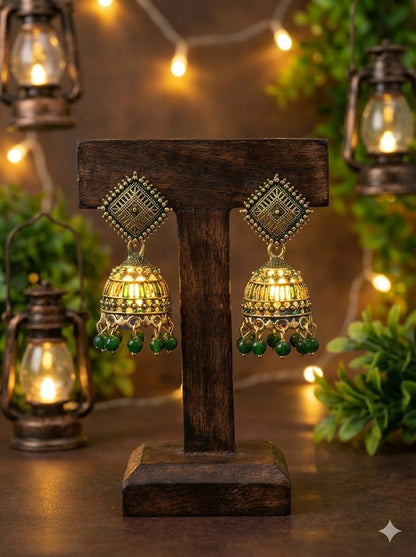 Traditional Lantern Pearl Tassel Earrings