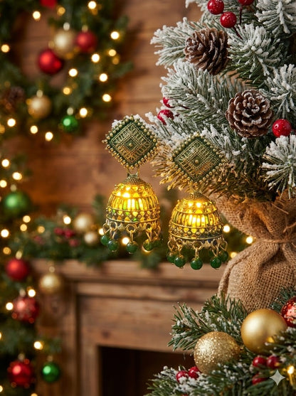 Traditional Lantern Pearl Tassel Earrings